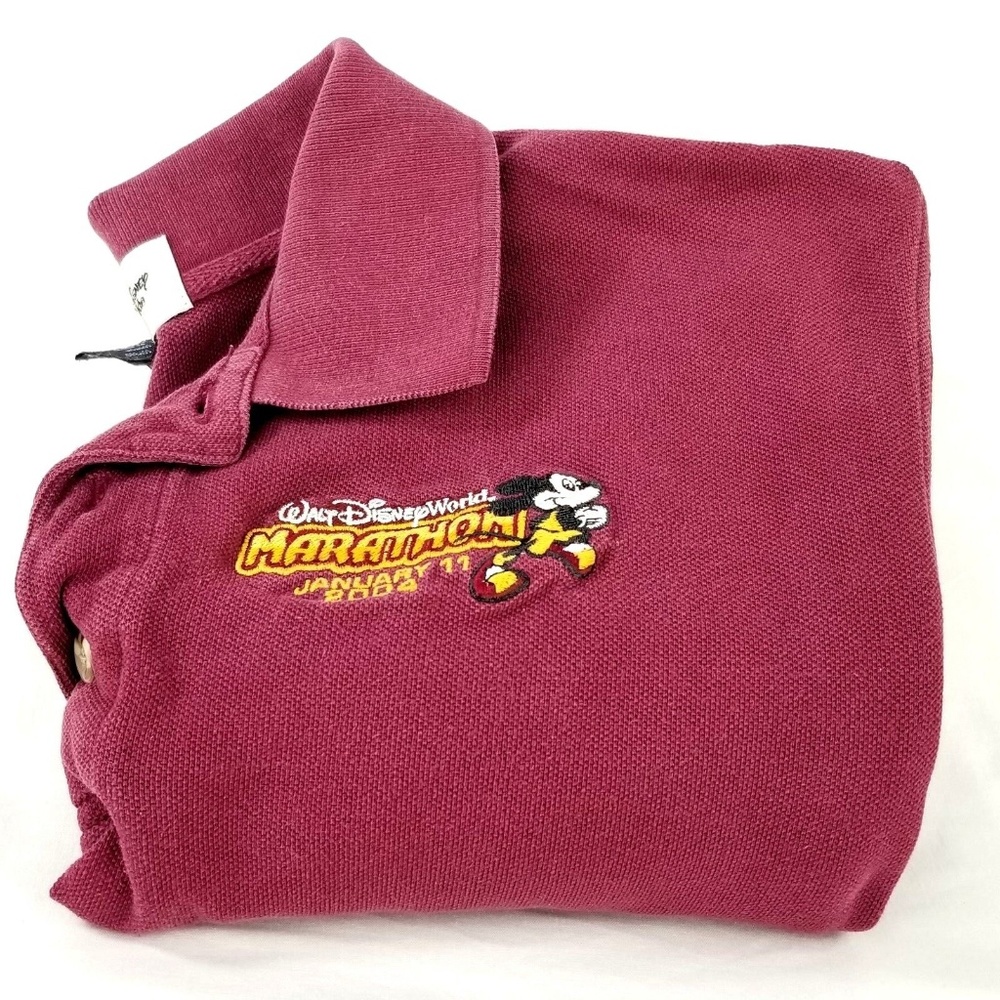 Disney World Marathon Pique Polo Shirt Size Medium
